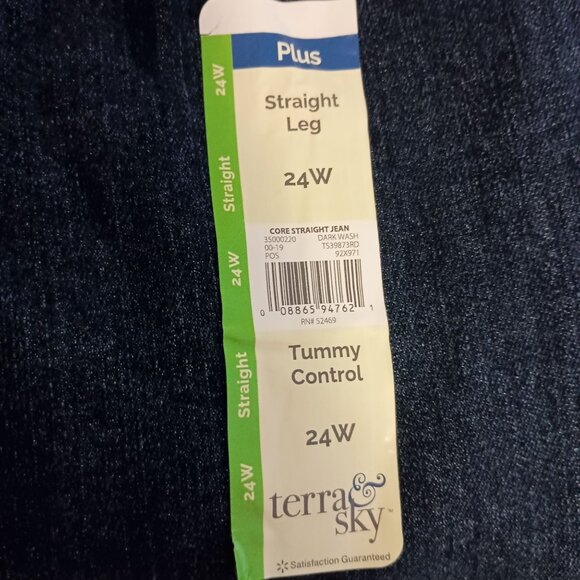 Terra & Sky Plus Jeans 24W Tummy Control Mid Rise Straight Leg Stretch NWT - Picture 8 of 9